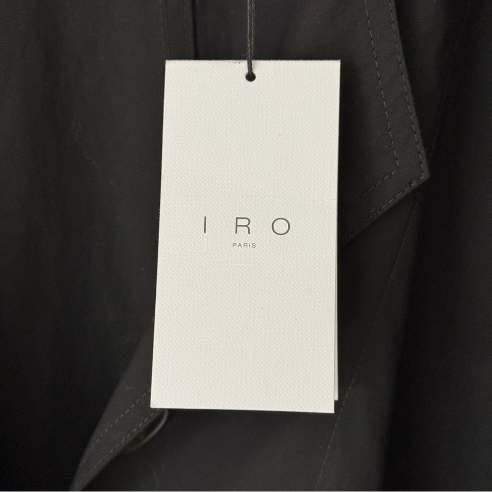 NWT IRO Foxton Long Black Trench Coat Belted Oversized 100% Cotton Poplin 36/S - Picture 8 of 15